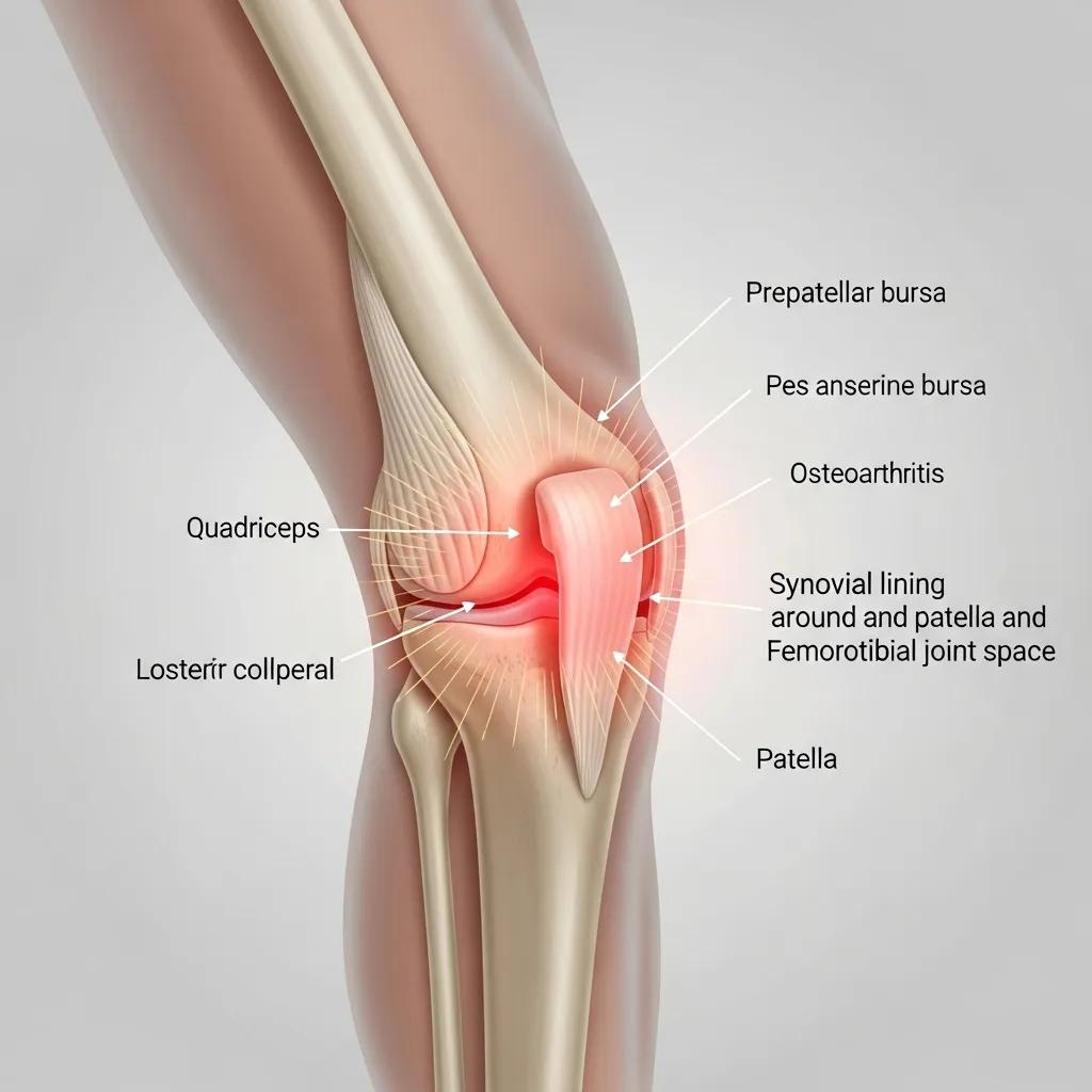 close up of a knee joint highlighting inflammation and swelling areas 1ca284f7 2283 419b b1ef 90e044814fd0 Knee swelling without injury: causes, symptoms, and how physiotherapy can help