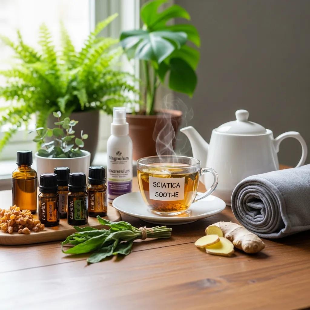 natural remedies for sciatica relief including essential oils and herbal teas on a wooden table 75c2a700 deb8 4233 8b21 cfb49910b814 Relieve Sciatica at Home: Practical Exercises and Natural Remedies
