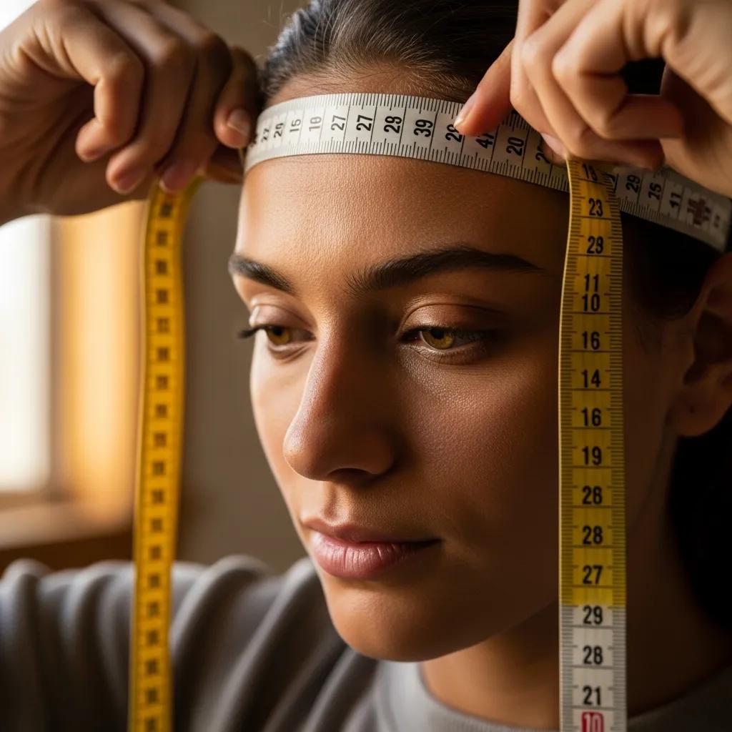 person measuring forehead width with a tape measure illustrating the process of determining face dimensions for eyewear c3e679ca 3d59 4632 91c1 b9ce2c10513d Find Your Face Shape for Glasses: A simple guide to picking frames that flatter