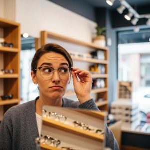 person trying on new glasses in an optical store showcasing the experience of adjusting to new eyewear 88308192 718c 440f 97c7 28003d757692 Premier Optical