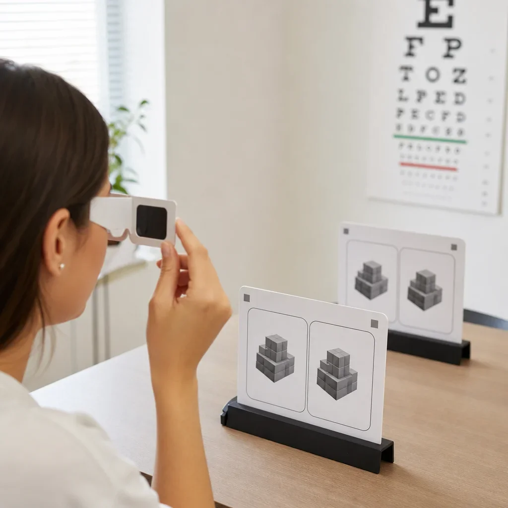 A binocular vision demonstration showing how the eyes compare two views to judge depth.