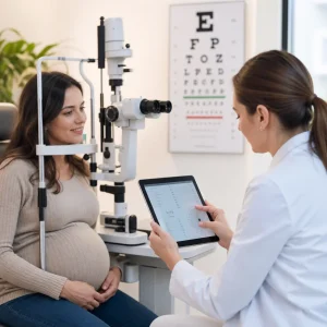 pregnancy eye exam slit lamp clinic 573 Premier Optical